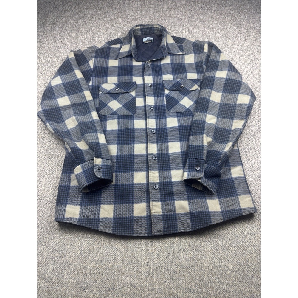 Vintage FieldMaster Shacket Mens Flannel Plaid‎ Pockets Button Up Lined